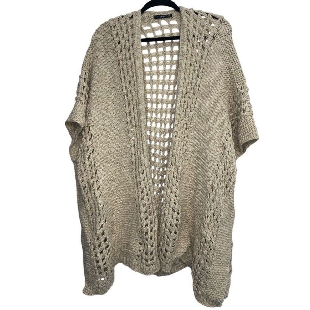 DO EVERYTHING‎ IN LOVE ANTHROPOLOGIE Tan  Cardigan Cape Open Knit One Size